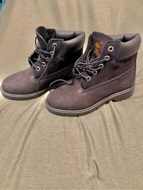 Timberland Black Kids Nubuck Lace-Up Ankle Boots